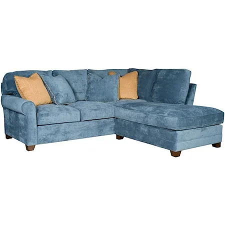 Transitional Sectional with Tapered Block Feet and Sock Rolled Arms